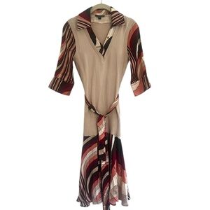 🔥bebe Y2K Multicolor Striped V-Neck Midi Dress